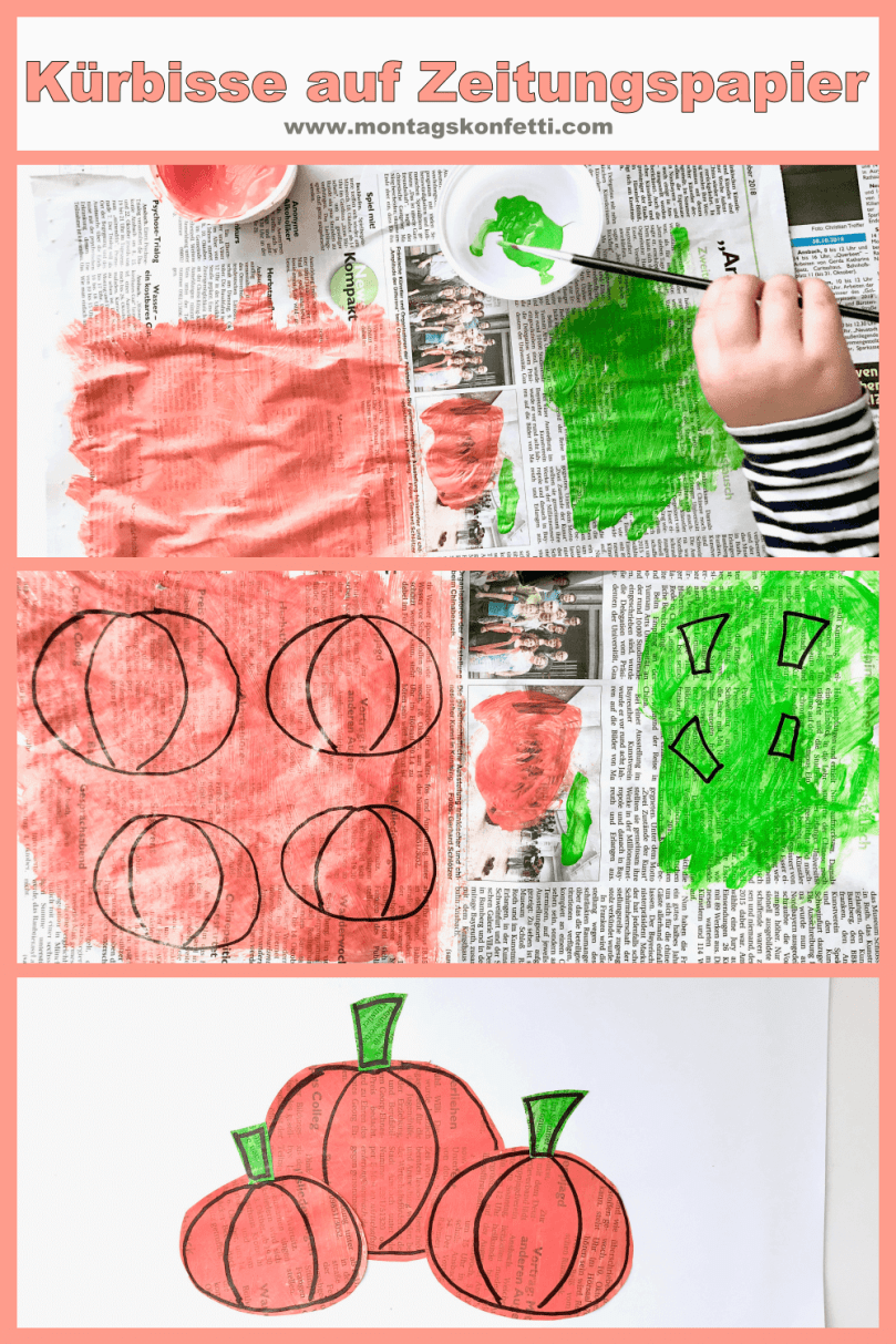 Kürbisse auf Zeitungspapier