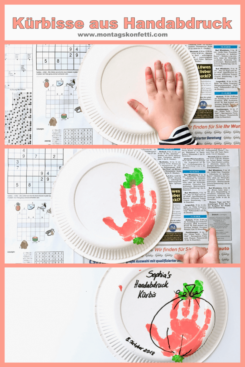 Kürbisse aus Handabdruck