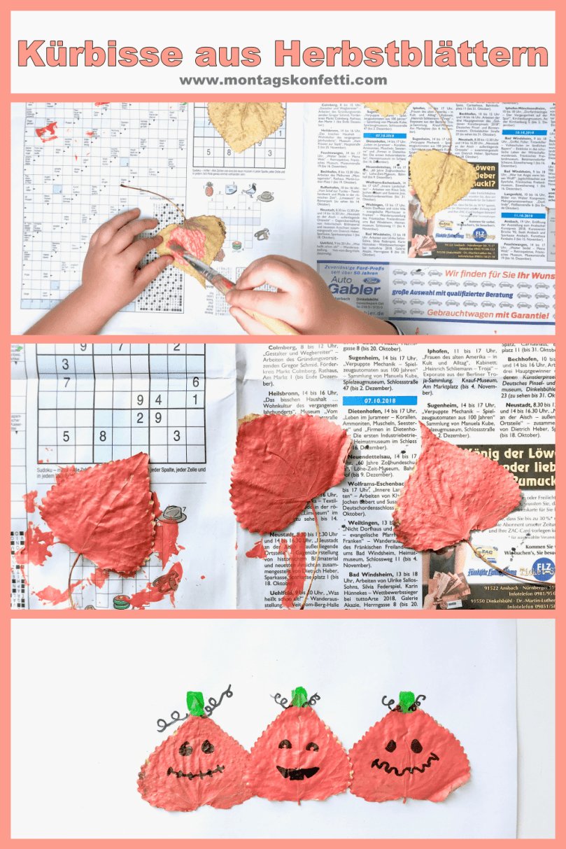 Kürbisse aus Herbstblättern